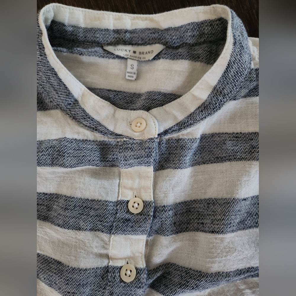 Lucky Brand Long Sleeve Stripe Peplume Top Small - Picture 7 of 10